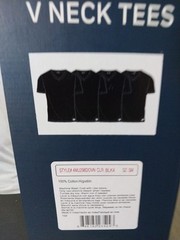 DOCKERS 4 Pack V-Neck Tees Black Size Small 34-36 NEW 100% Cotton