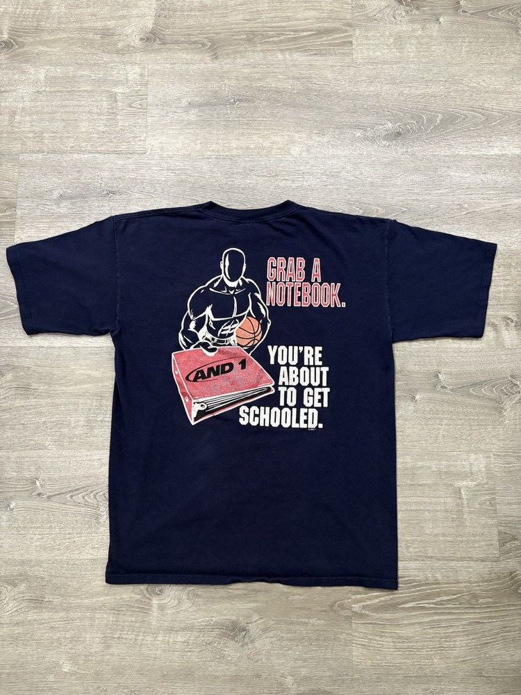 Vintage And 1 Basketball T Shirt About To Get Schooled Men’s XXL 2XL Navy Blue