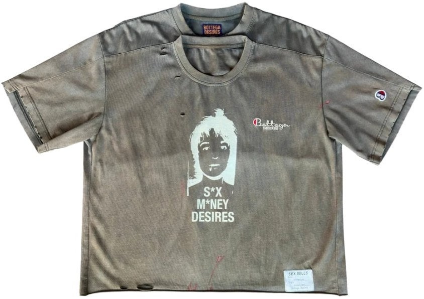XXL Bottega Desires Grey Sex Sells Rare Soldout Double Collar Distress Shirt NWT