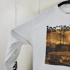 Boyz N The Hood Shirt Mens Medium White Crew Neck Long Sleeve Graphic Stretch