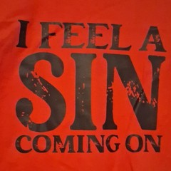 Gildan Heavy Cotton Men’s L Red Crew Neck Short Sleeve “I Feel A Sin” Tee