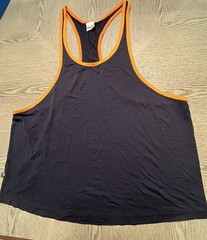 Tulio Tank Top Mesh Fishnet Muscle Sexy Clubwear Sz.L Navy Blue & Orange