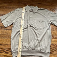 VTG John Blair Mens Sz M Tall Brown Short Sleeve Polo Style Shirt With Pockets