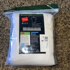 Hanes Best Tagless T-Shirt Lay-Flat Collar Tagless Cool Comfort White 6 Ct 2XL