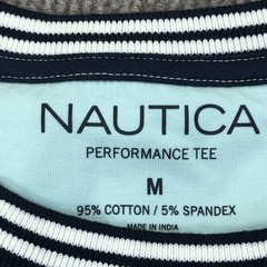 Nautica Shirt Mens Medium Blue Performance Sail Logo Tee Tagless Nautical Ringer