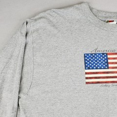 Academy Sports Long Sleeve Shirt Mens XXL 2XL Heathered Gray Flag America Unites