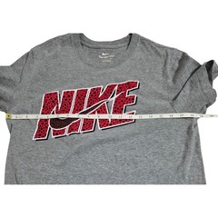 Nike Mens Safari Print Graphic T-Shirt Gray Red Logo Short Sleeve Small