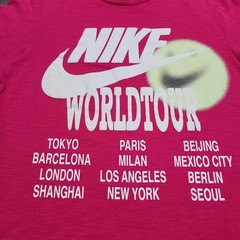 Nike Shirt Mens Small Fireberry Pink Sportswear World Tour Glow In The Dark Tee