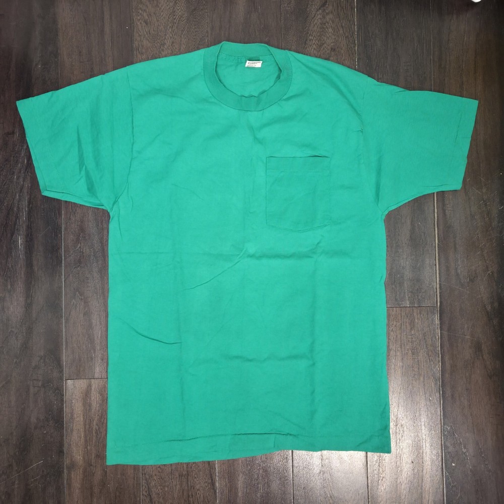 Vintage 90s BVD Pocket T Shirt Green XL (Fits Large) Single Stitch