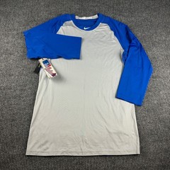 Nike Pro Dri-FIT MLB Authentic Collection Baseball Shirt Grey Blue 880659-481 L