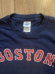Delta Pro Weight Boston Graphic Print Navy Cotton Crew Neck T-Shirt Size L