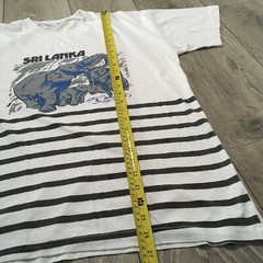 Vintage Sri Lanka Shirt Mens XL White Cotton Elephant Graphic Single Stitch Slim
