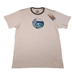 prAna Swell Graphic T‑Shirt Men’s Large Stone Organic Cotton Wave M1SWEL116 NWT