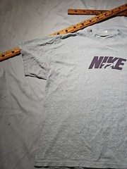 Vintage Nike Shirt Men XL Gray Solid Graphic Print Spellout Casual Y2k Tee