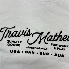 NWT Travis Mathew Whte Cursive Script T Shirt Men Sz L Casual Prep Golf