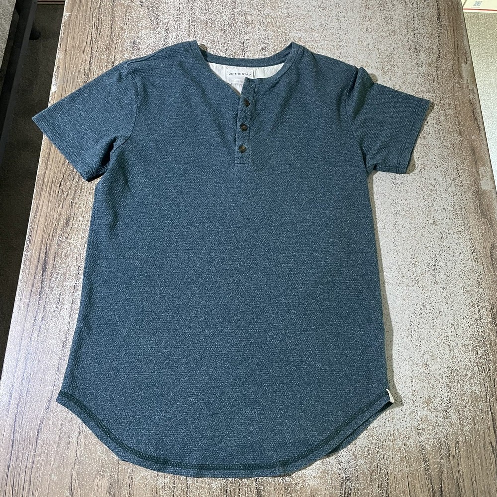 On The Byas Longer Length Henley Tee Shirt Size S #28996