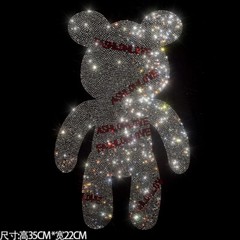 Fashion Trend Bear Hot Diamonds Rhinestones Black Summer Luxury Men T-Shirt
