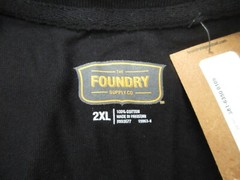 Foundry Shirt Mens 2XL XXL Black Henley Neck Long Sleeve Tee Adult Workwear NEW