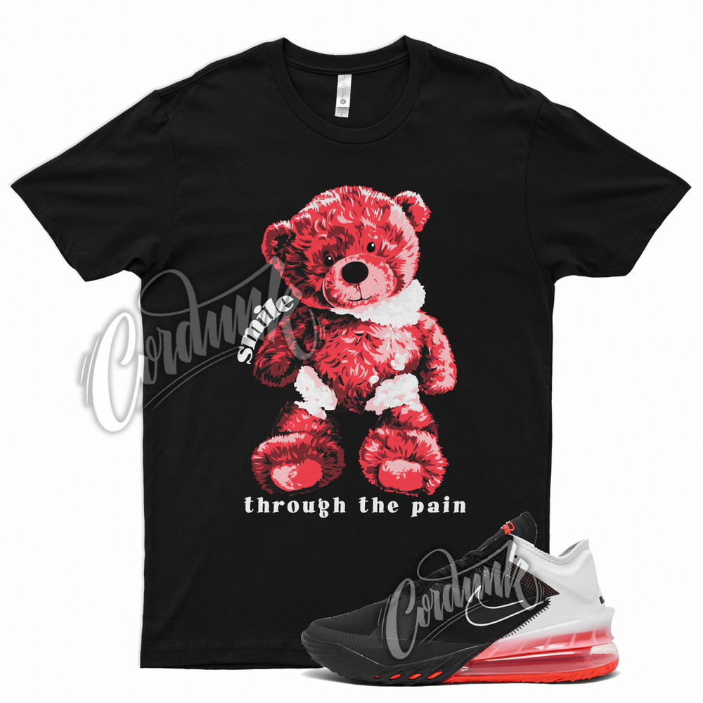Black SMILE T Shirt for Lebron 18 Low White Bright Crimson Infrared