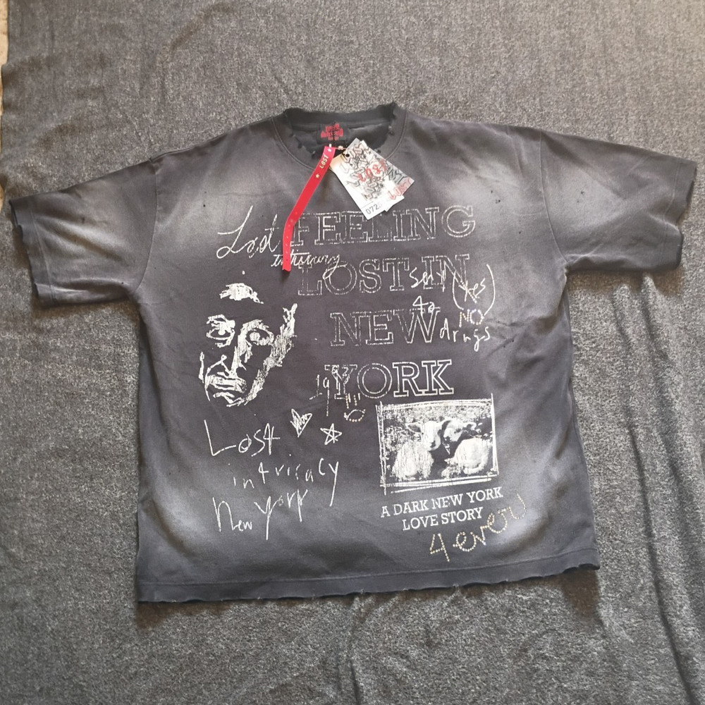 Lost Intimacy Men’s L Black Cotton Crewneck Short Sleeve New York Graphic Tee