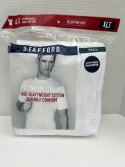 Stafford 4-Pack Mens Premium Heavyweight 100% Cotton Crew-Neck T-Shirt TALL-XL