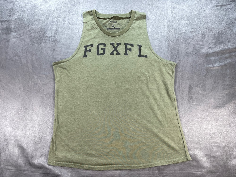 FGXFL Flag Nor Fail OD Green Workout LIFT HEAVY Tank Top Shirt Medium Exercise