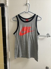 Nike Sportswear Ace Logo Ringer Icon Tank Mens Small Black Gray Red Tag
