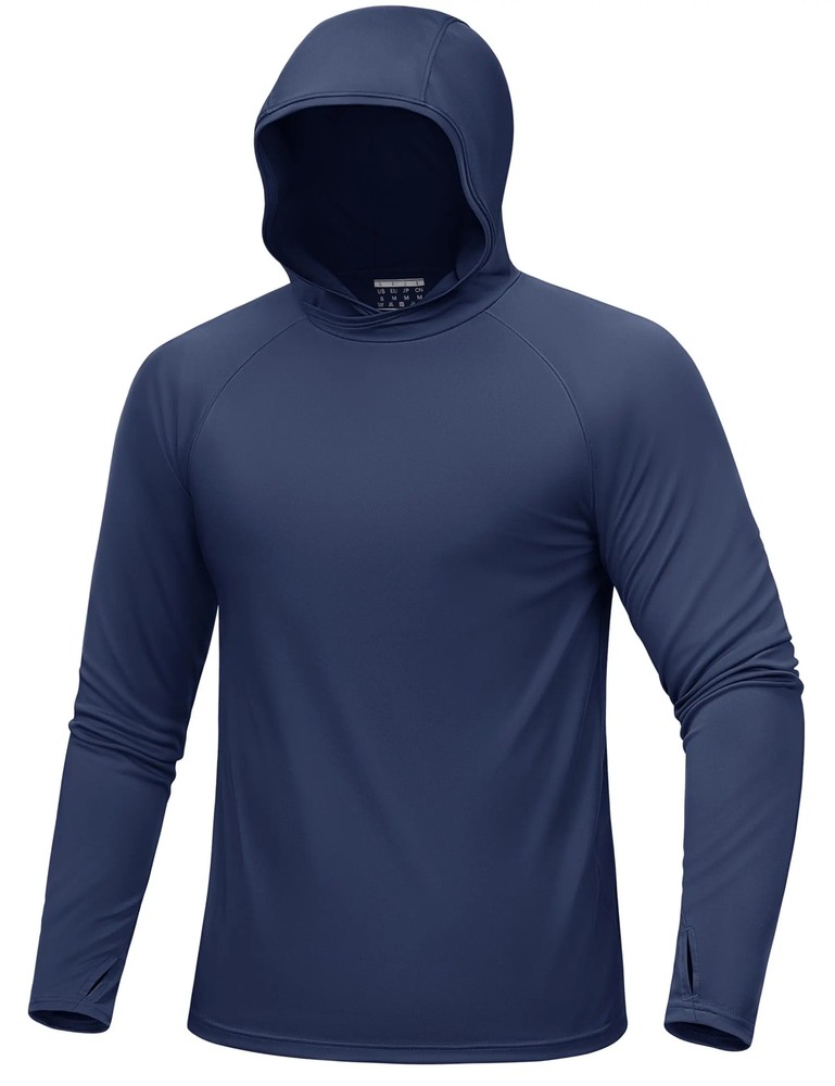 UPF 50+ Hooded T-Shirts Mens Quick Dry UV Block Lightweight Fishing Shirts Tops