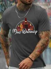 Men’s Casual Crew Neck T-Shirt, 100% Polyester Knit Fabric, Regular Fit