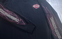 XL Harley-Davidson Motorcycles Black Long Sleeve Shirt with Flame Sleeve Graphic