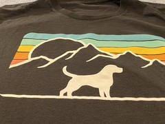 Dog Skater Hiker Black T Shirt Men’s L, Life Is Good Dog, Patagonia Like Style