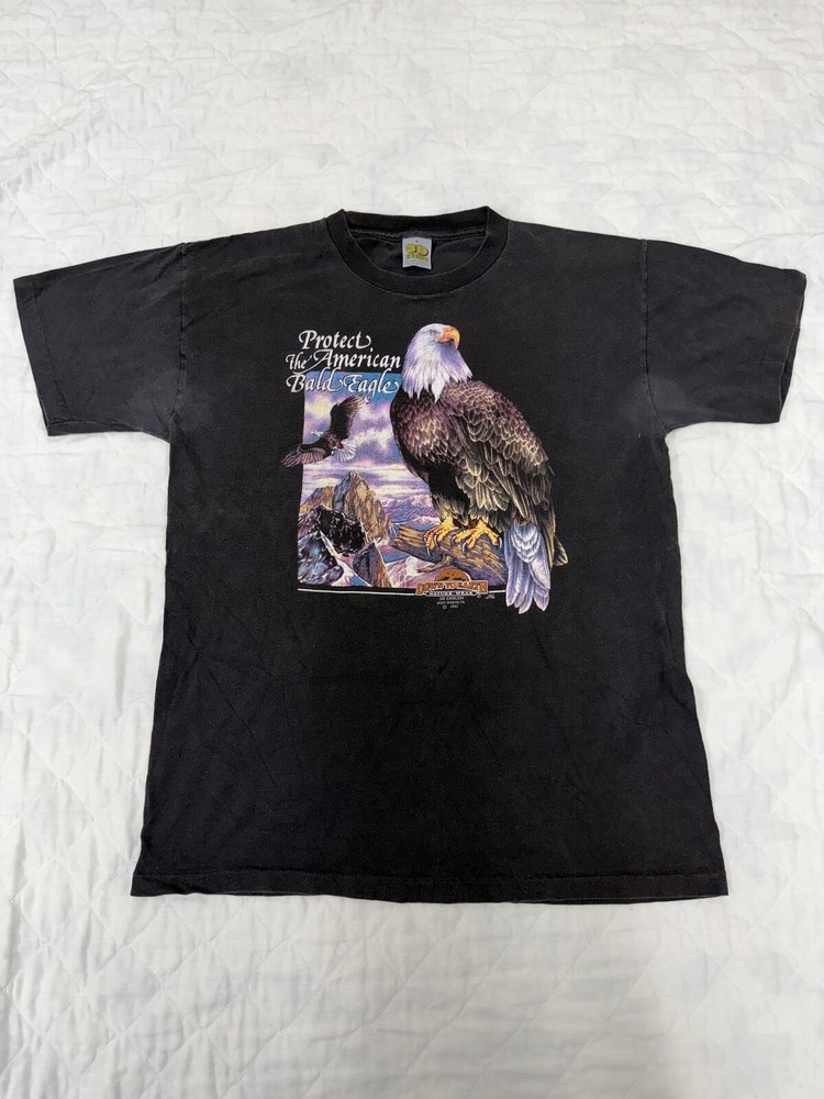 Vintage 1991 3D Emblem Bald Eagle T-Shirt