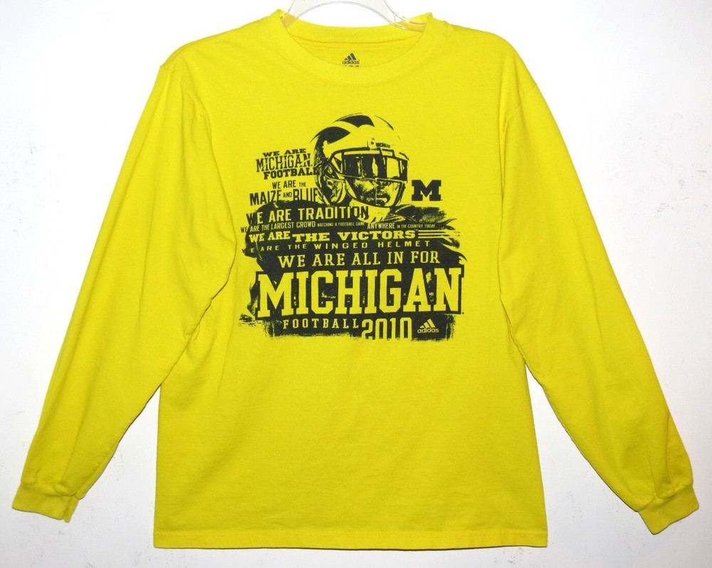 Michigan Wolverines NCAA Adidas Adult Size Large 2010 Graphic Long Sleeve Shirt