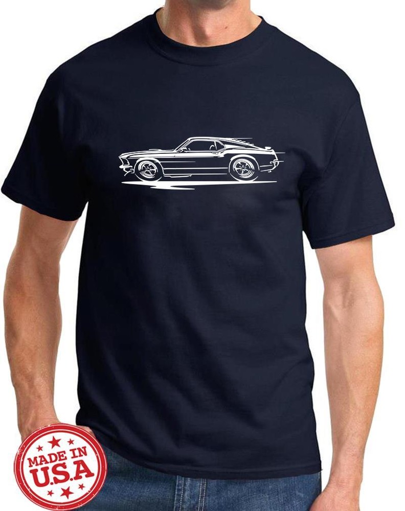 1969 Ford Mustang Boss 302 Redline Design Tshirt NEW FREE SHIP