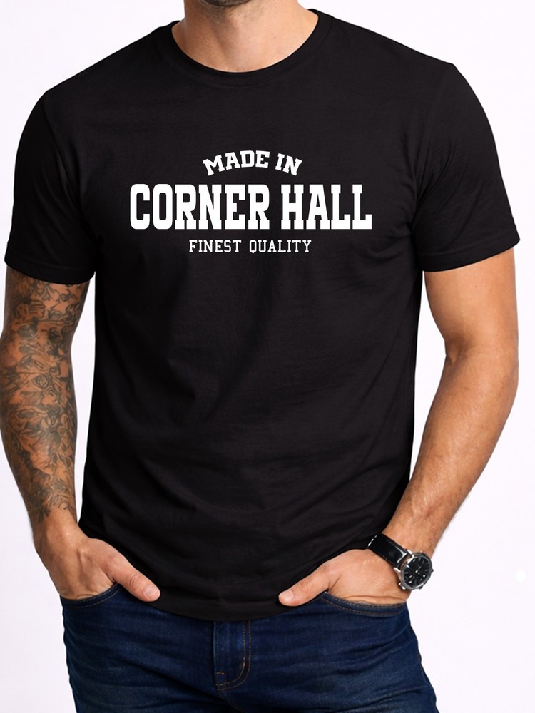 Product Of Corner Hall Mens Black Tee Local Hometown Gift