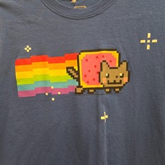 VINTAGE Nyan Cat Ripple Junction Shirt, Blue, Size Unisex Medium