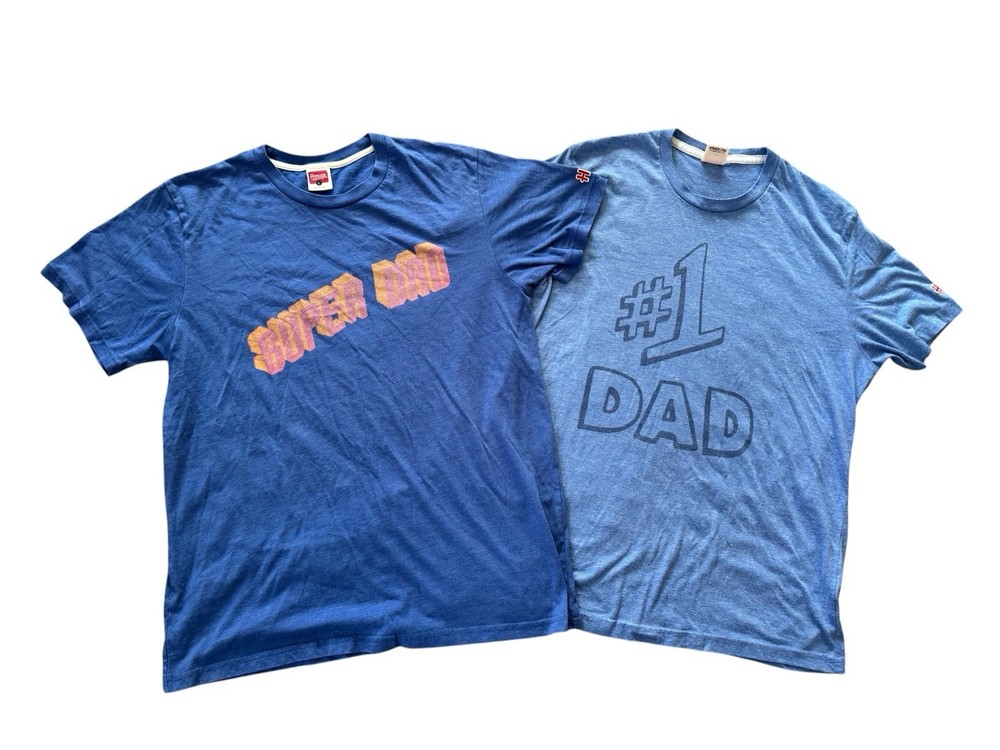 Homage Dad T Shirt Lot Men’s Large #1 Dad Super Dad Blue Graphic Tees