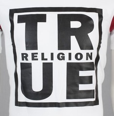 $79 TRUE RELIGION White SQUARE FOOTBALL Short Sleeve Designer Graphic T-shirt