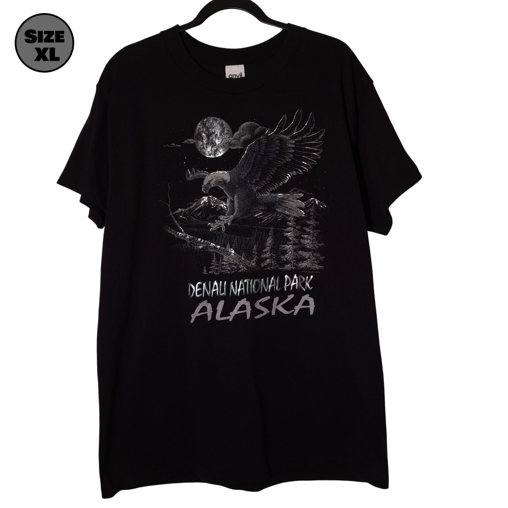 VINTAGE Alaska: Denali National Park Eagle Moon USED Shirt (XL, Single Stitch)