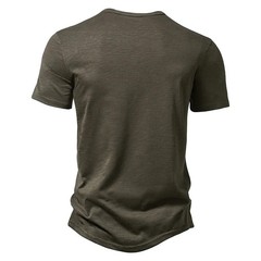 Henley Collar Summer Men Casual Solid Color Short Sleeve T Shirt for Men