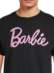 Barbie Mens Short Sleeve Black Crewneck Logo Graphic T- shirt Size S 34-36 Small