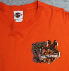 Harley Davidson I RODE THE DRAGON L Smoky Mtn Long Sleeve T Orange Rare 07 US129