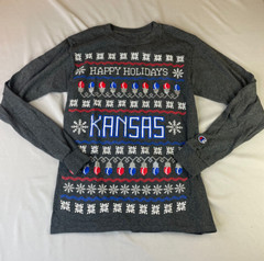 Champion Kansas KU Jayhawks University Mens Small Happy Holiday Tee T Shirt