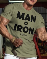 042. Man Vs. Iron Funny Workout Gym T-Shirt for Men