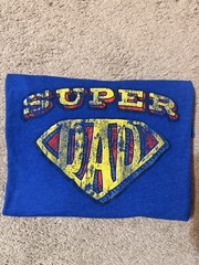 Super Dad Graphic Tshirt Men 2XL Blue distressed super hero fathers Day gildan