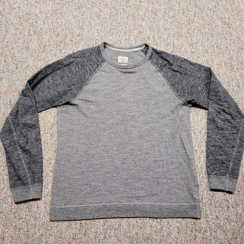 Rag & Bone Standard Issue Shirt Mens Medium Grey Raglan Long Sleeve Crewneck