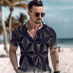 Hawaiian Shirts Men Aloha Summer Casual Beach Button-Down Cruise Holiday Party