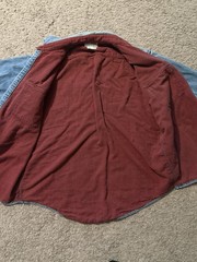VTG L L Bean Lined Denim Shirt Blue Red Check Interior Large Made In USA