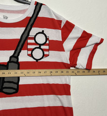 Where’s Waldo? Character Costume Red /White Striped Graphic TShirt Adult Size XL
