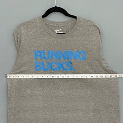 Nike Running Sucks Graphic T-Shirt Mens XL Gray Sun Faded Sarcastic Gym Tee